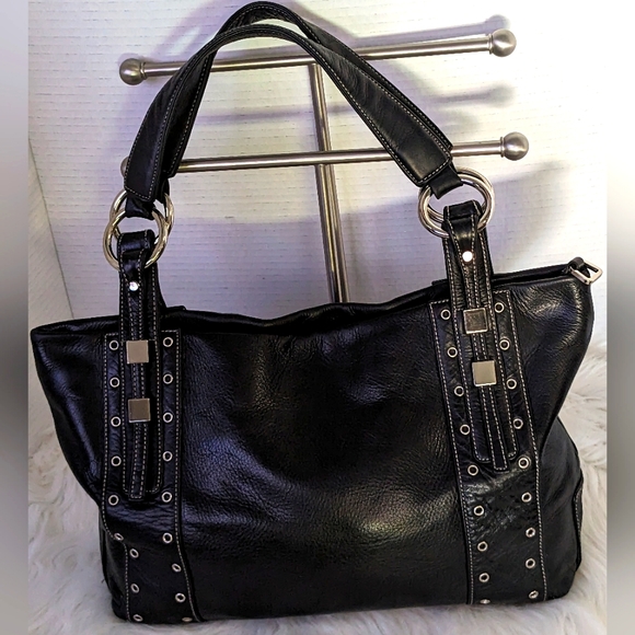 PERLINA 🔥 BLACK LEATHER SHOULDER /HANDBAG SUPER SOFT LEATHER CHILL URBAN BAG - Picture 7 of 15